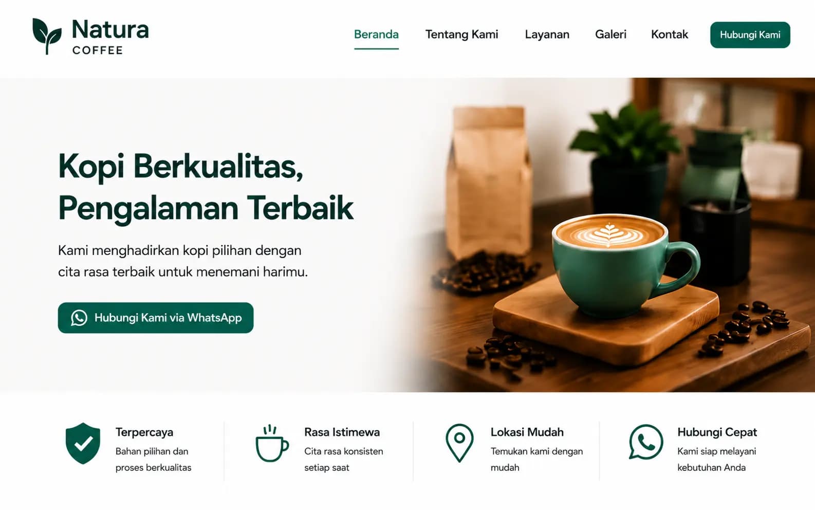 Contoh tampilan Website UMKM di desktop